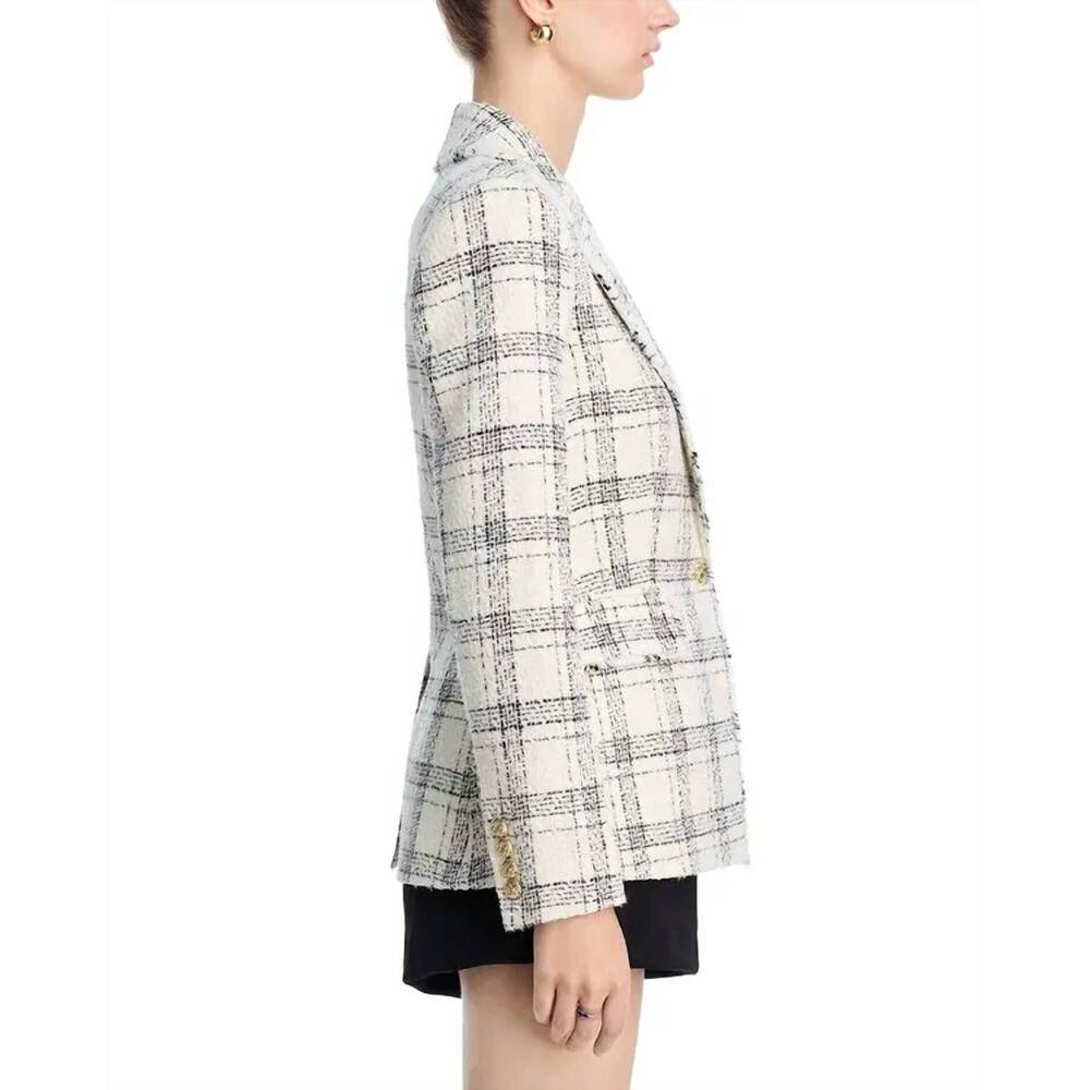 NEW GENERATION LOVE aimee windowpane tweed blazer in ivory/black - Picture 4 of 6